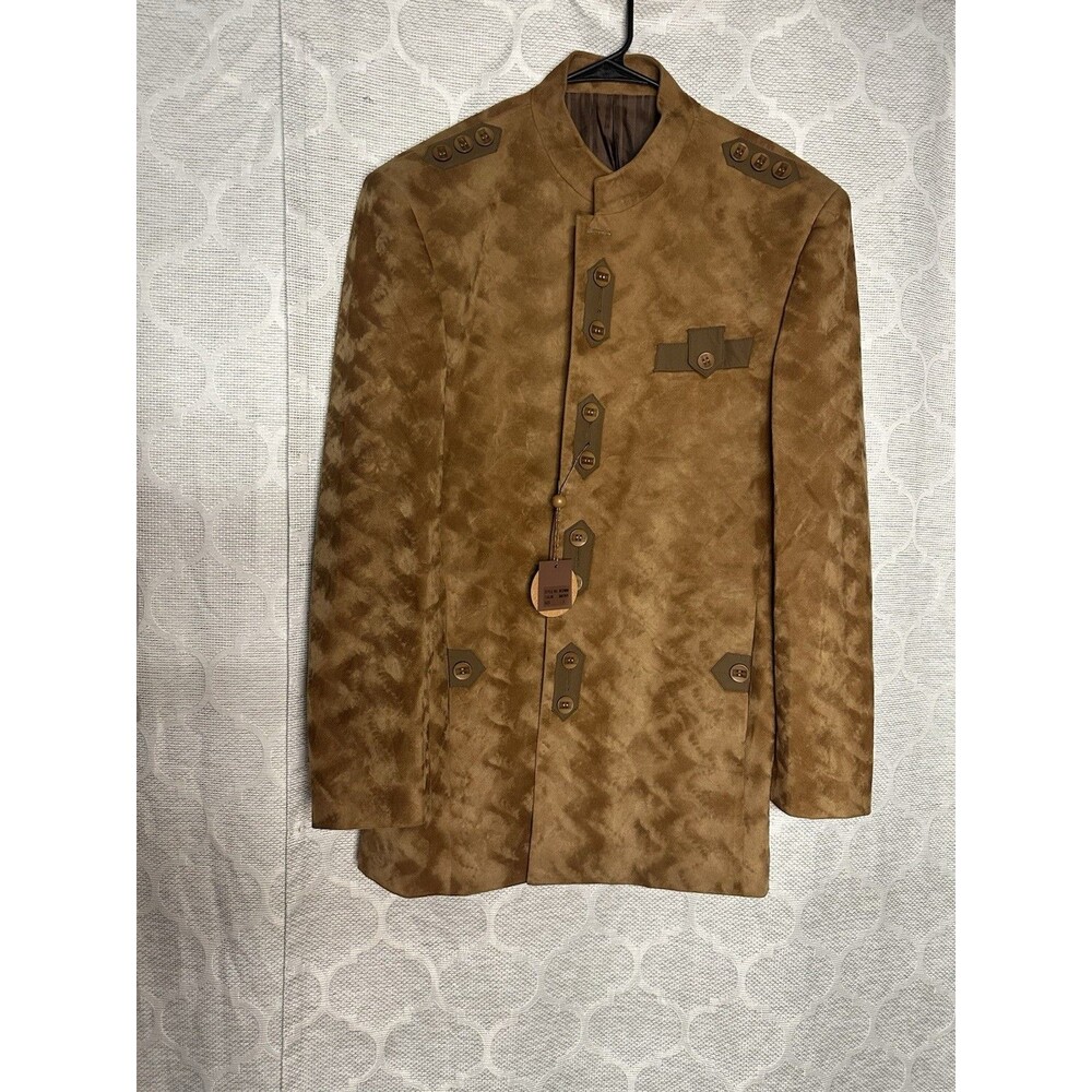 Venezzi NWT Men's Indo-Western Jodhpuri Bandhgala Jacket Camel Gold Size L